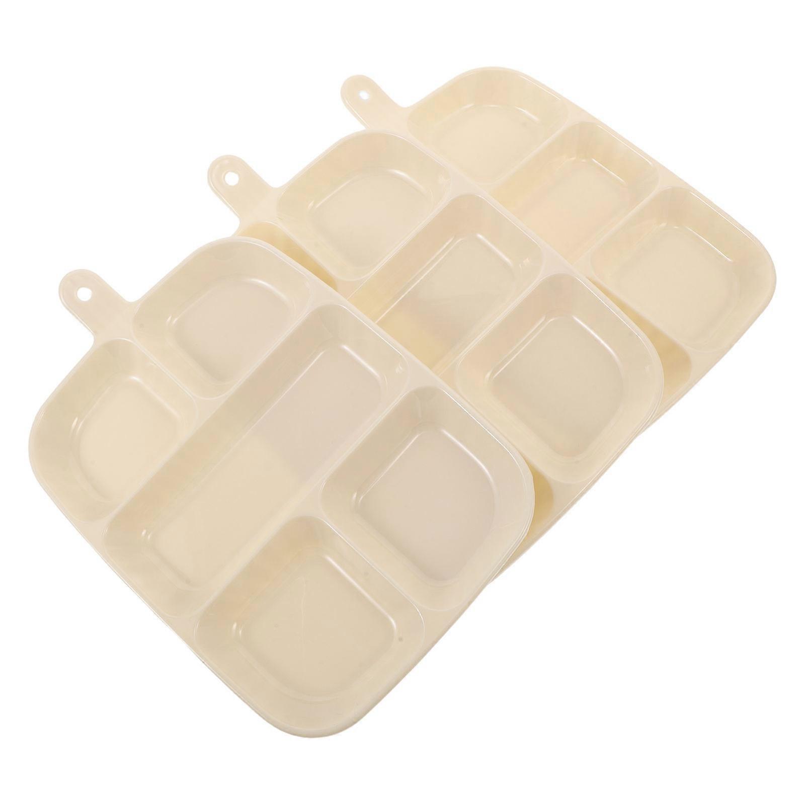 Divided Food Tray Plastic Serving Tray for Kitchen Organization 3Pcs Ivory