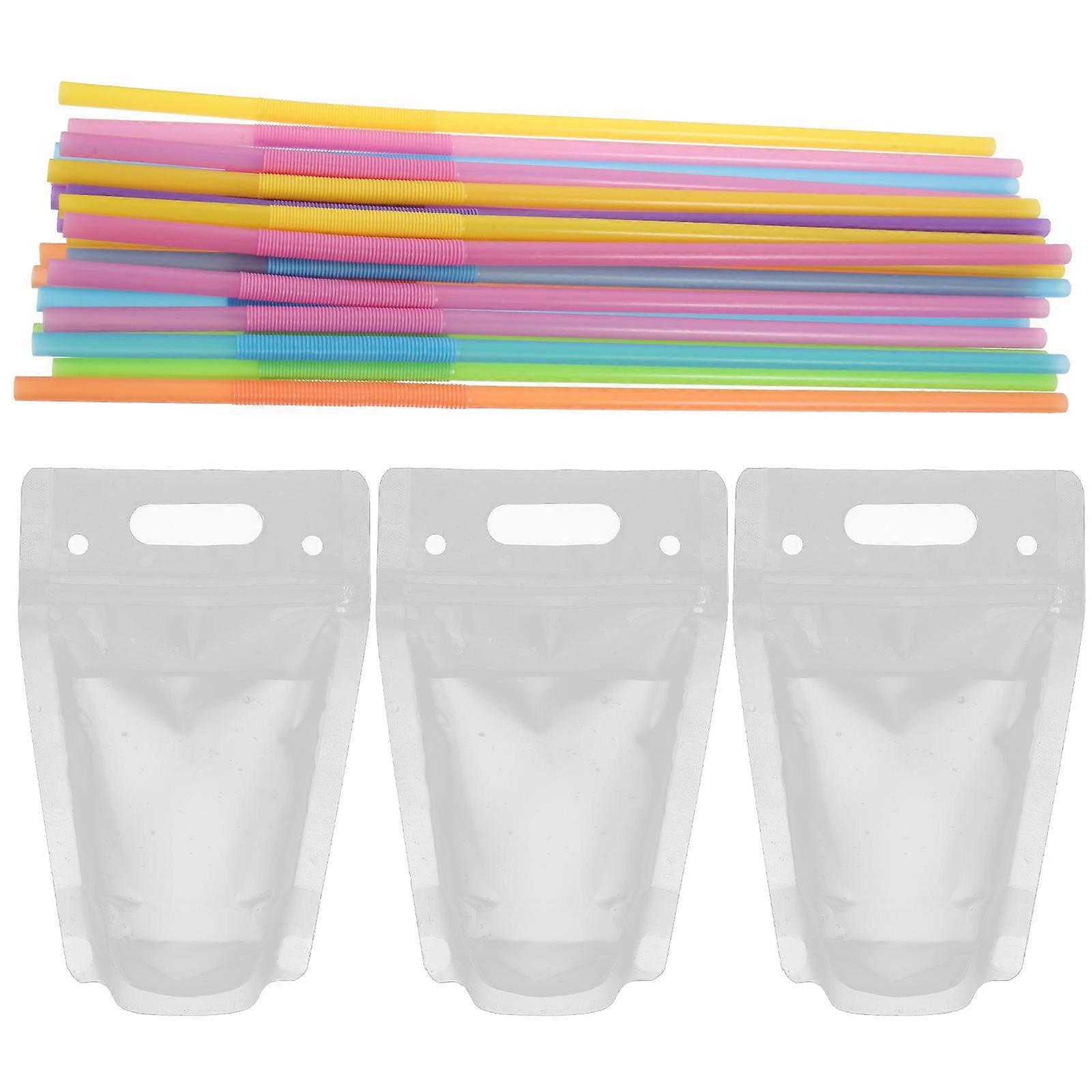 Clear with Straw for Storage 100Pcs Drink Bags
