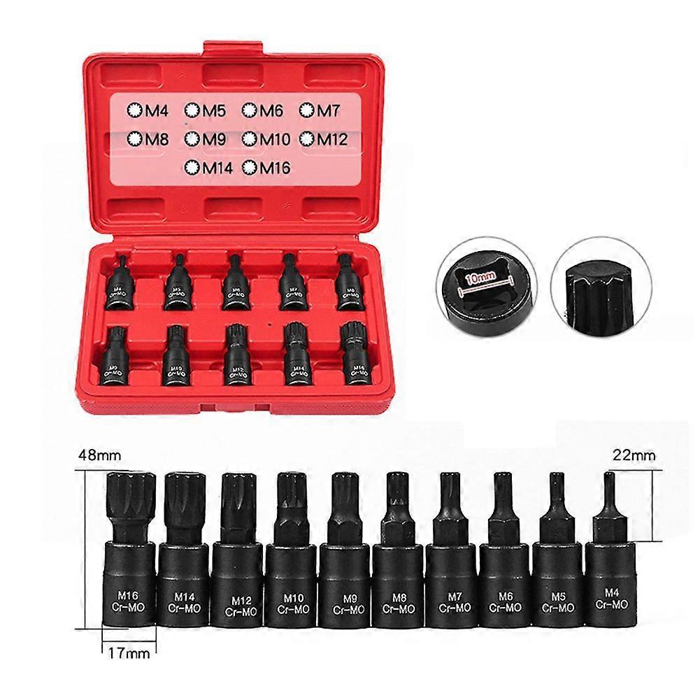 10PCS 12 Point Socket Wrench Set Universal 3/8 Square Drive Socket Set M4-M16 Socket Kit
