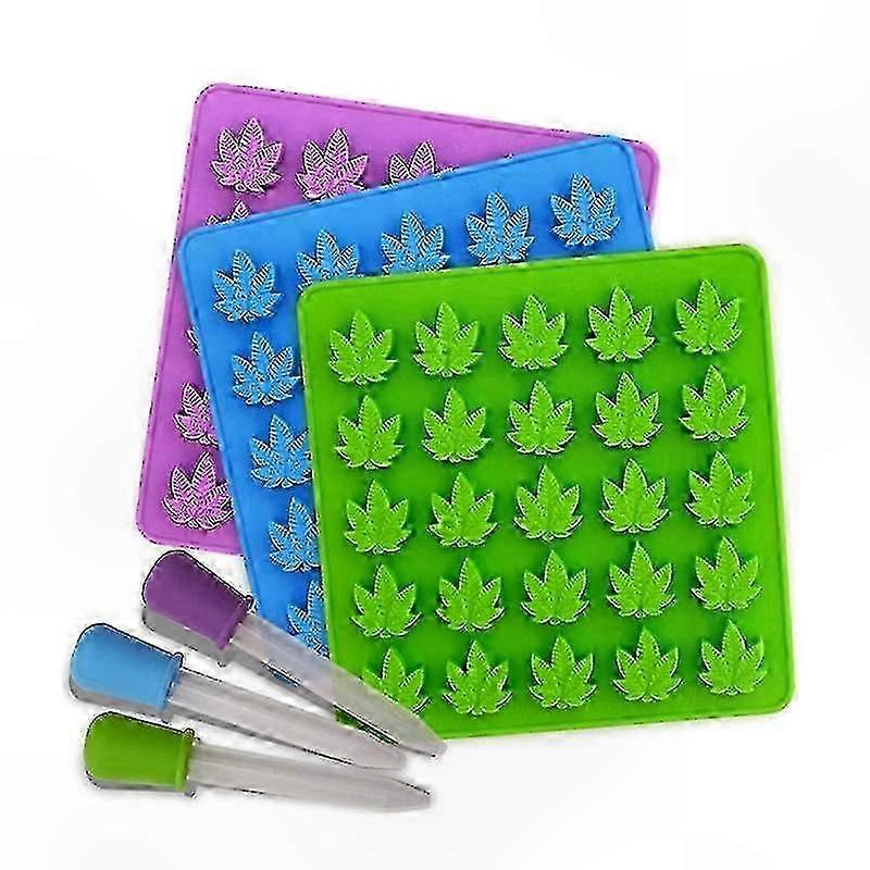 Silicone Gummy Candy Mold Leaf Shape 3-Pack for Creative Treats