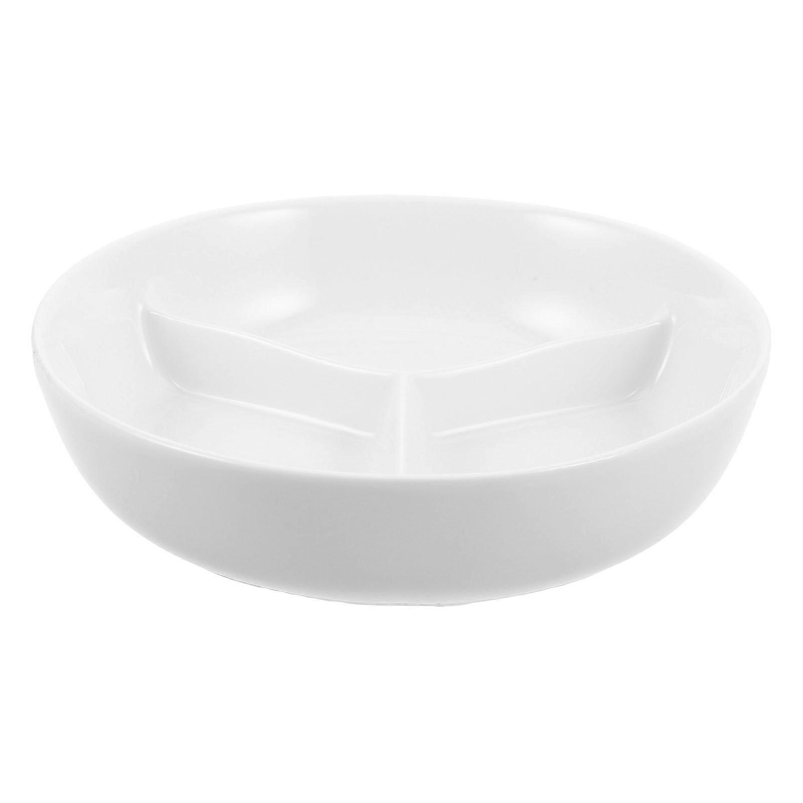 Microwavable Divided Serving Dish Ceramic Plate for Portion-Controlled Meals 3 Compartments