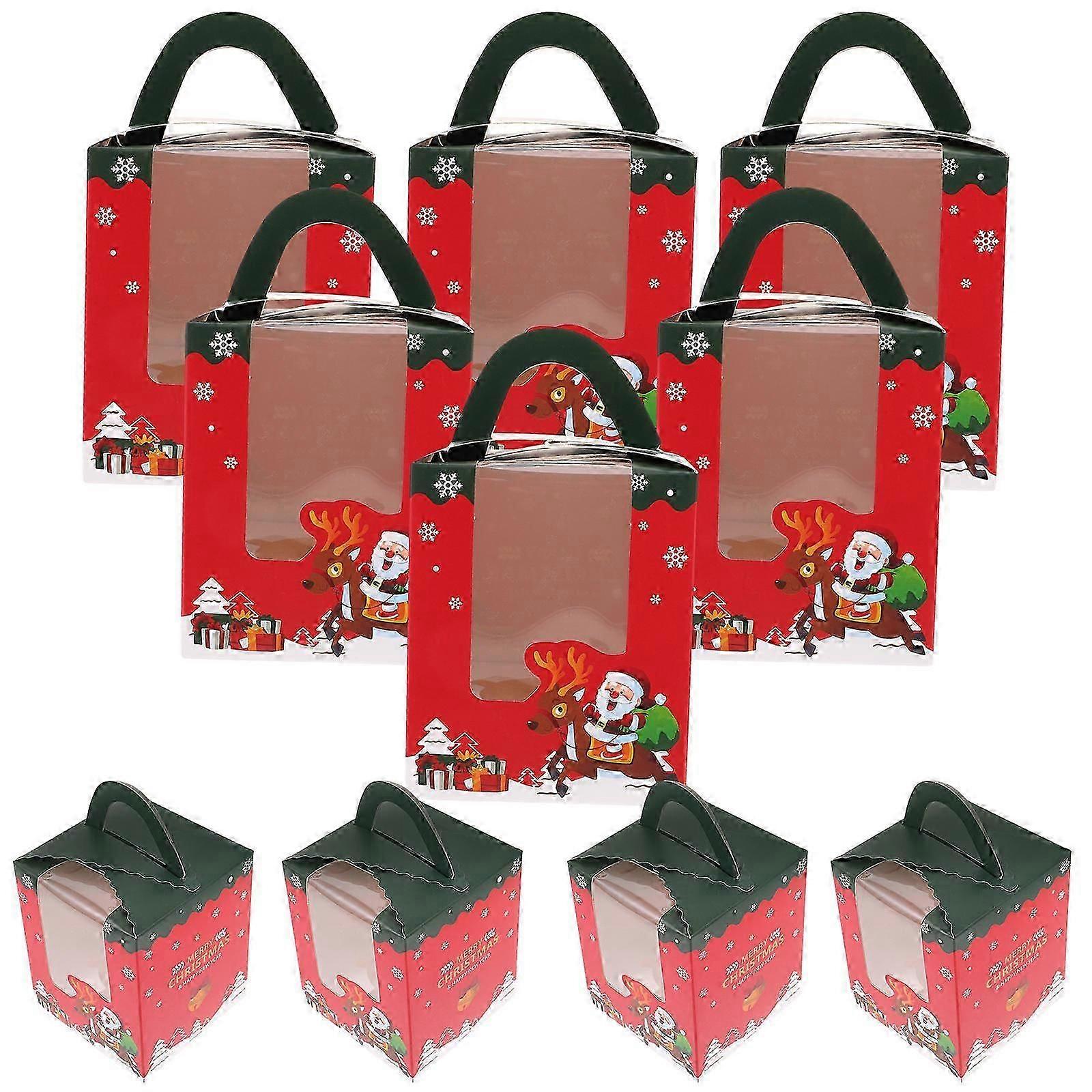 10Pcs Christmas Candy Box Cake Boxes for Storage Portable Handheld Gift Boxes