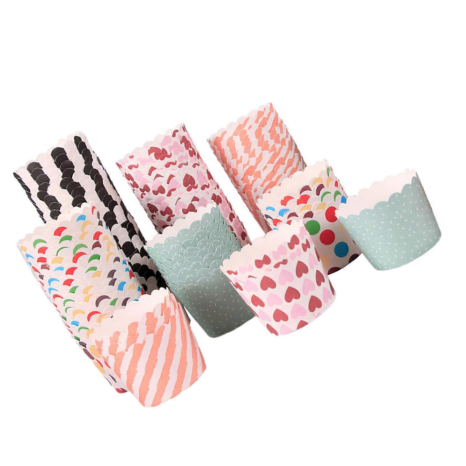 Muffin Cups Paper Cake Cup for Baking 100Pcs Multi Pattern Dessert Holders