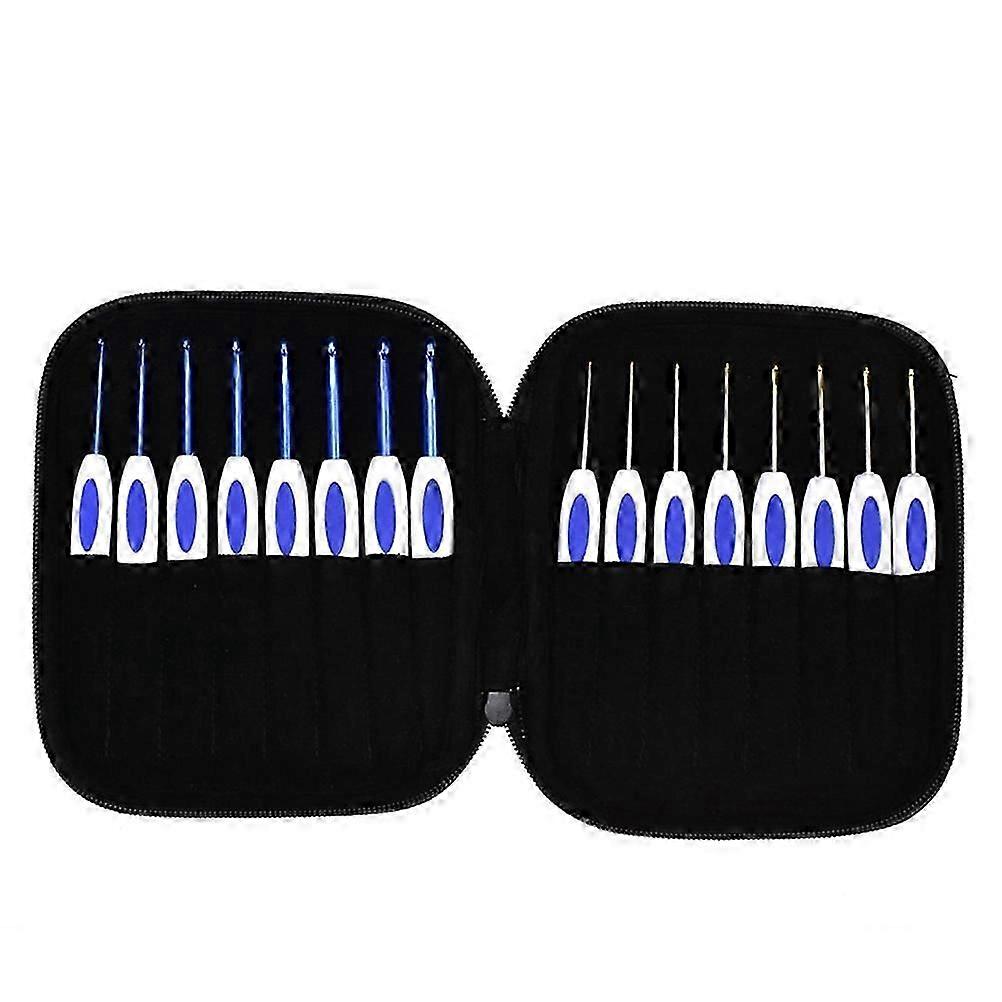Interchangeable Crochet Hooks Set,16Pcs, Blue Plastic Handle