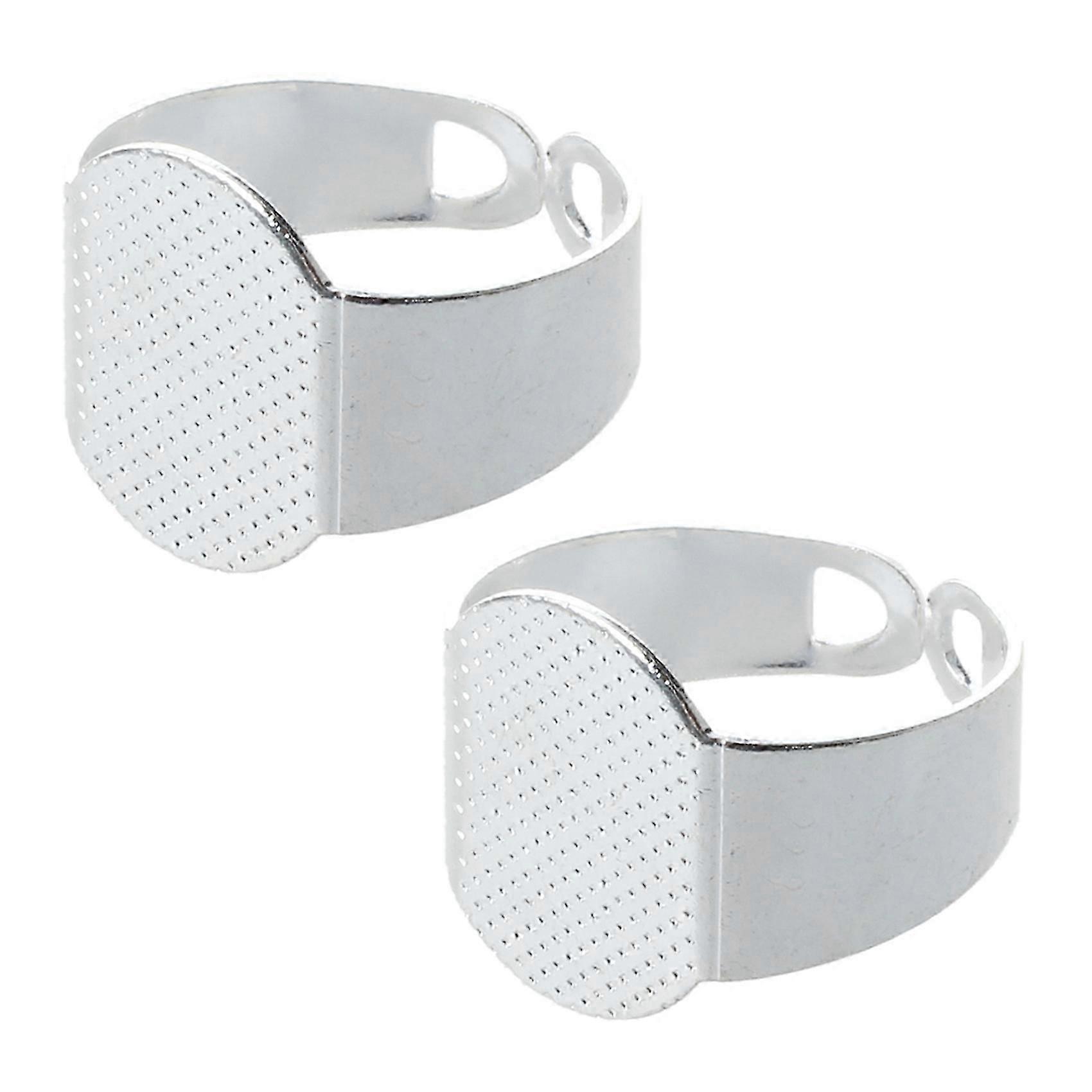 20 PCS 15mm Silver Adjustable Oval Ring Holder Crafting