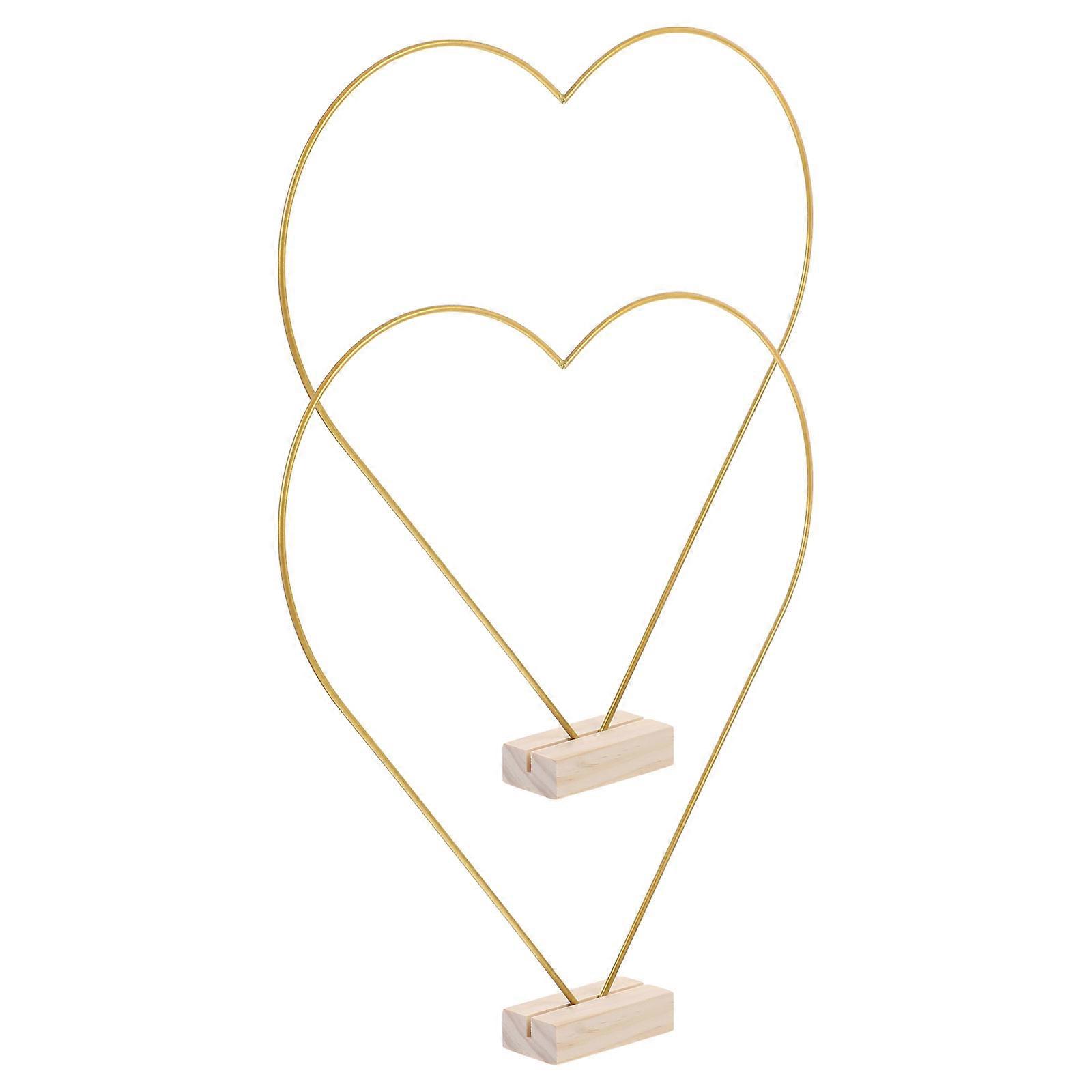 Golden Multi-Function Metal Hoops for Decor 2Sets Heart Shape Wreath Hoops