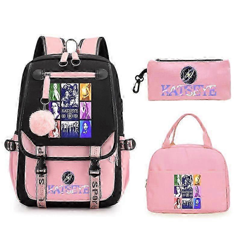 Katseye backpack student leisure backpack three piece set
