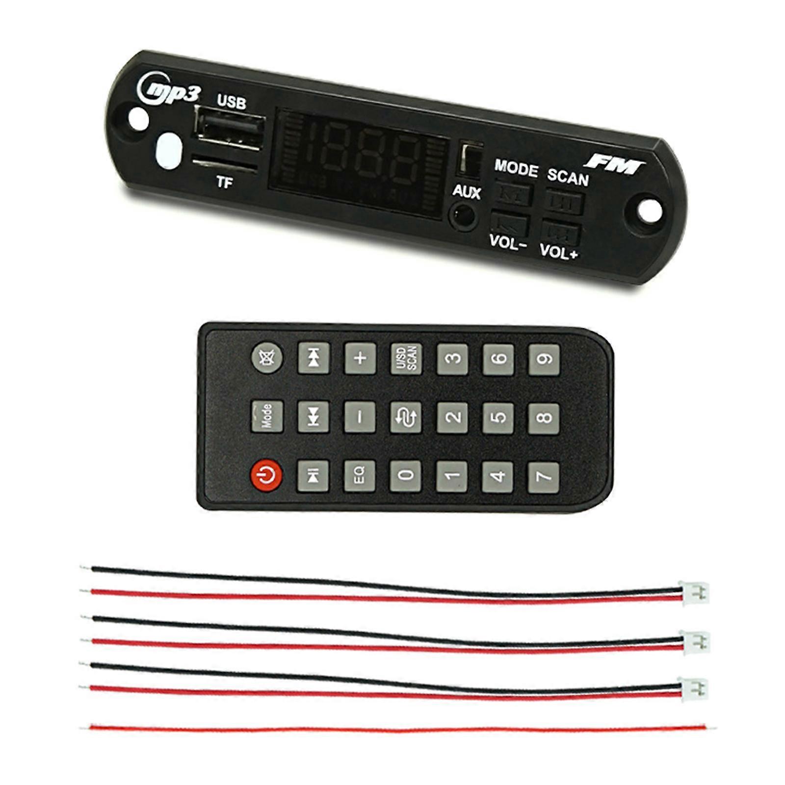 Bluetooth uyumlu 5.0 araç MP3 çalar USB kod çözme modülü, USB TF kart, AUX, FM radyo ve hoparlör desteği, çok renkli.
