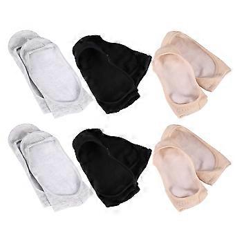 6 Paar Socken aus Bambusfaser-Silikon, rutschfeste Bootssocken, unsichtbare Socken, Socken mit flachem Mund (Hautfarbe + Grau + Schwarz für jeweils 2 Paare)