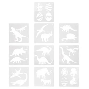 10PCS Art Painting Template Dinosaur Painting Template Reusable Drawing Stencil