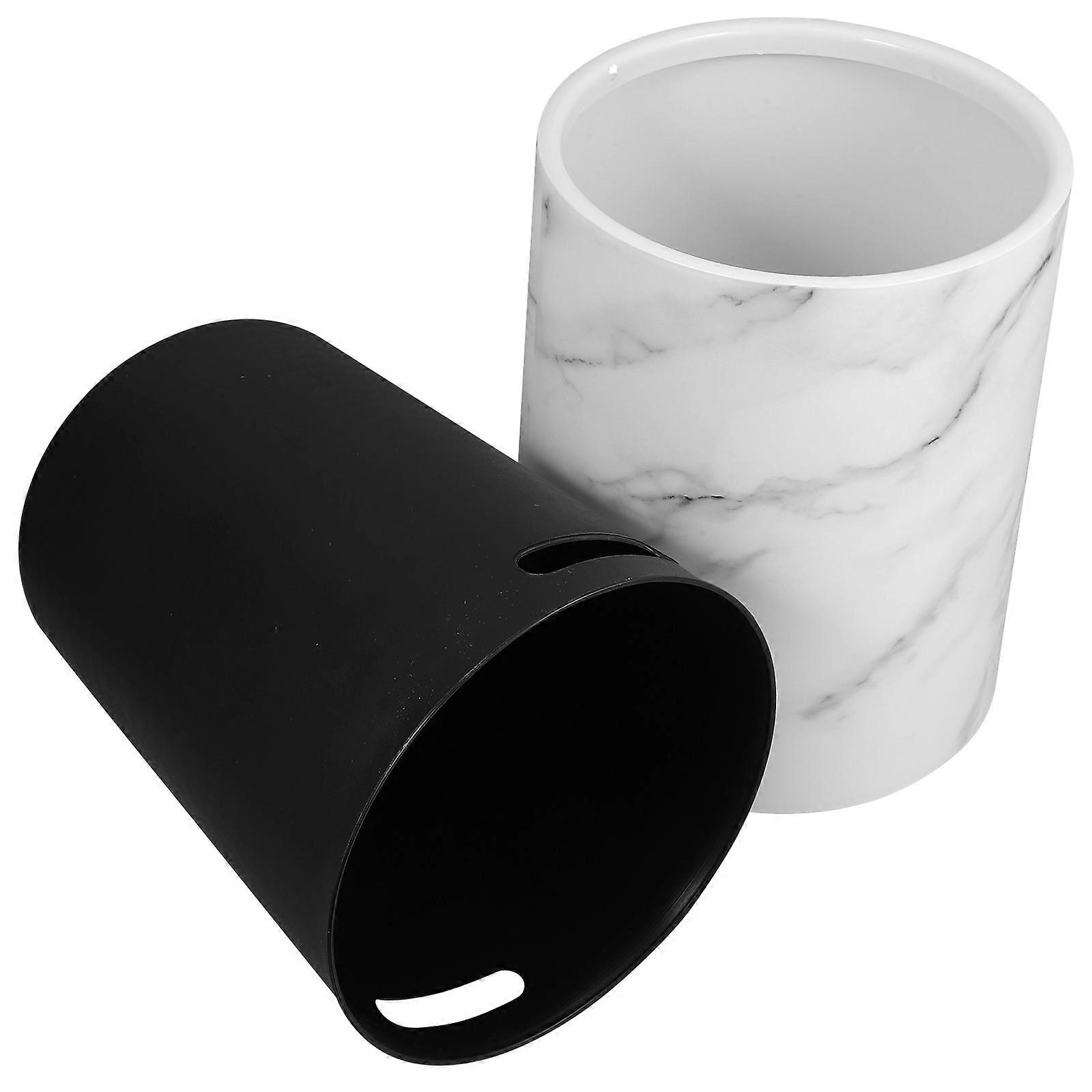 Garbage Bin Marble Pattern Wastebasket Plastic Trash Bin Bathroom Kitchen Trash Can
