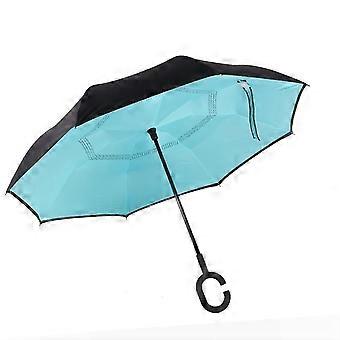 C-handle Parasol Folding Rain Windproof Umbrella Double Layers Inverted Reverse