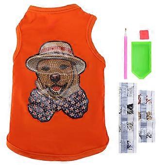 Camisa de perro Rhinestone pintada Ropa de perros Sudadera de cachorro ligera de moda para mascotas WearingOrange L