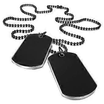 2 PCS Alloy Pendant Necklace Pendant Black Style Name Double Dog Tag plate Biker Chain Necklace 27