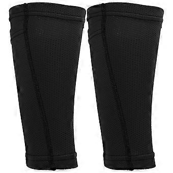 1 Paar Fußball Schienbeinschoner Socken Double Layer Schienbein Pad Ärmel kompatibel Fußball Training SchwarzErwachsene / L