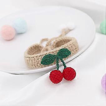 Hand-Knitted Cat and Dog Collar Costume Washable Wool Pet Scarf Adjustable Decorative Bib M Size