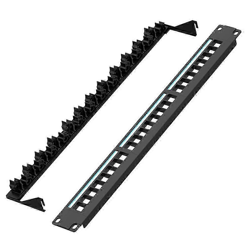 24-Port Cat6 Patch Panel UTP/STP Tool-Free Rack Mount Network Panel with Labels for Structured Cabli
