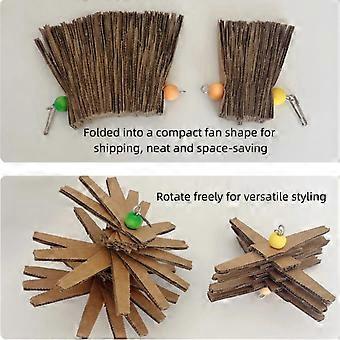RUIYUE 2PCS Bird Shredding Toys Natural Cardboard Paper Hanging Chew Toy for Small Parrot Budgies Conures Cockatiel Parakeet Lovebirds Canary 