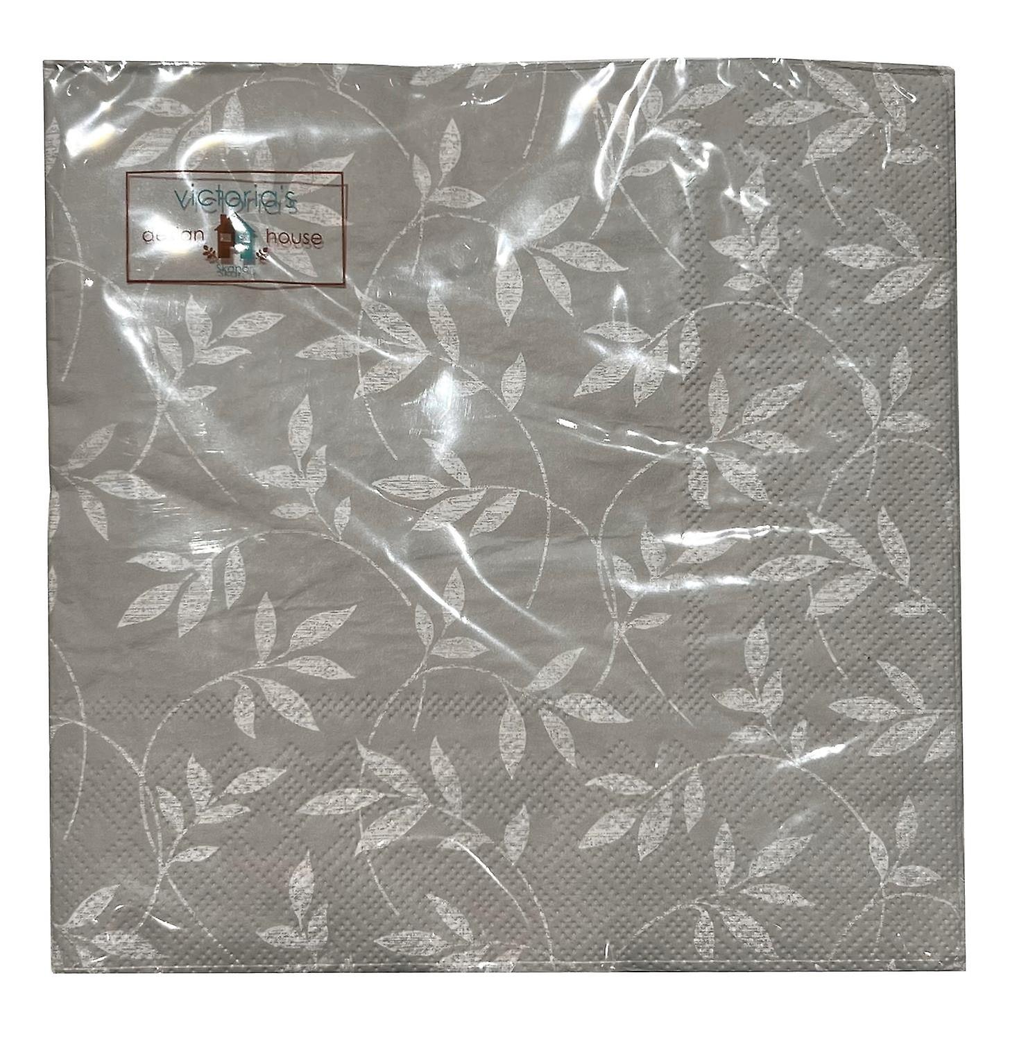 Servietter Blad Grå/Hvit 33x33 cm