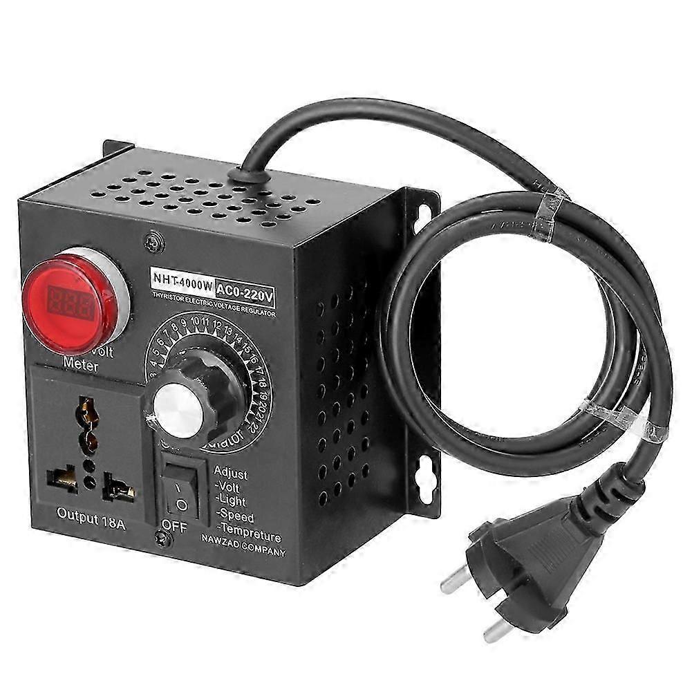 4000W Compact Variable Voltage Controller Portable SCR Voltage Regulator compatible with Speed Temperature Adjustment EU Plug