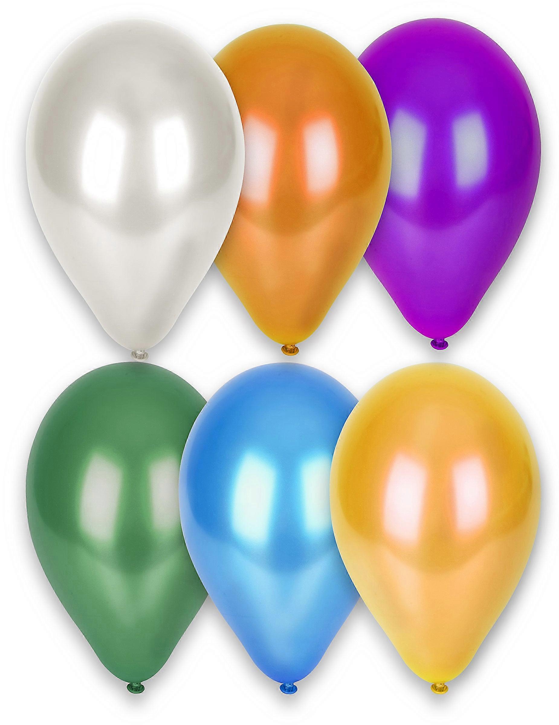 12 Multicolored Metallic Balloons 28 cm