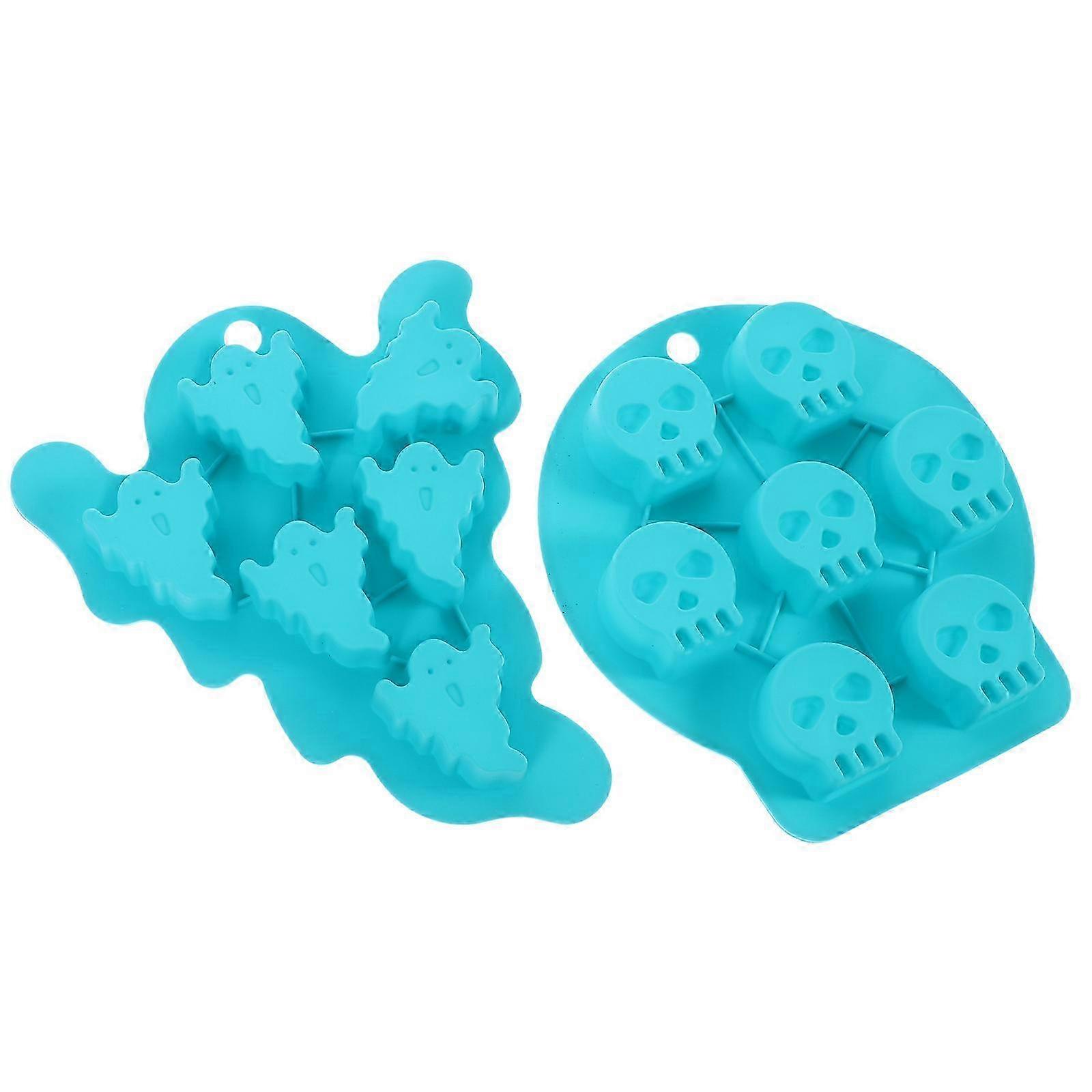 2Pcs Blue Ghost Shape Halloween Cake Mold Compatible with Home Bakery Baking