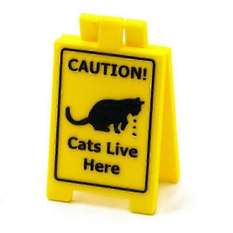 Funny Cat Vomit Caution Sign Yellow