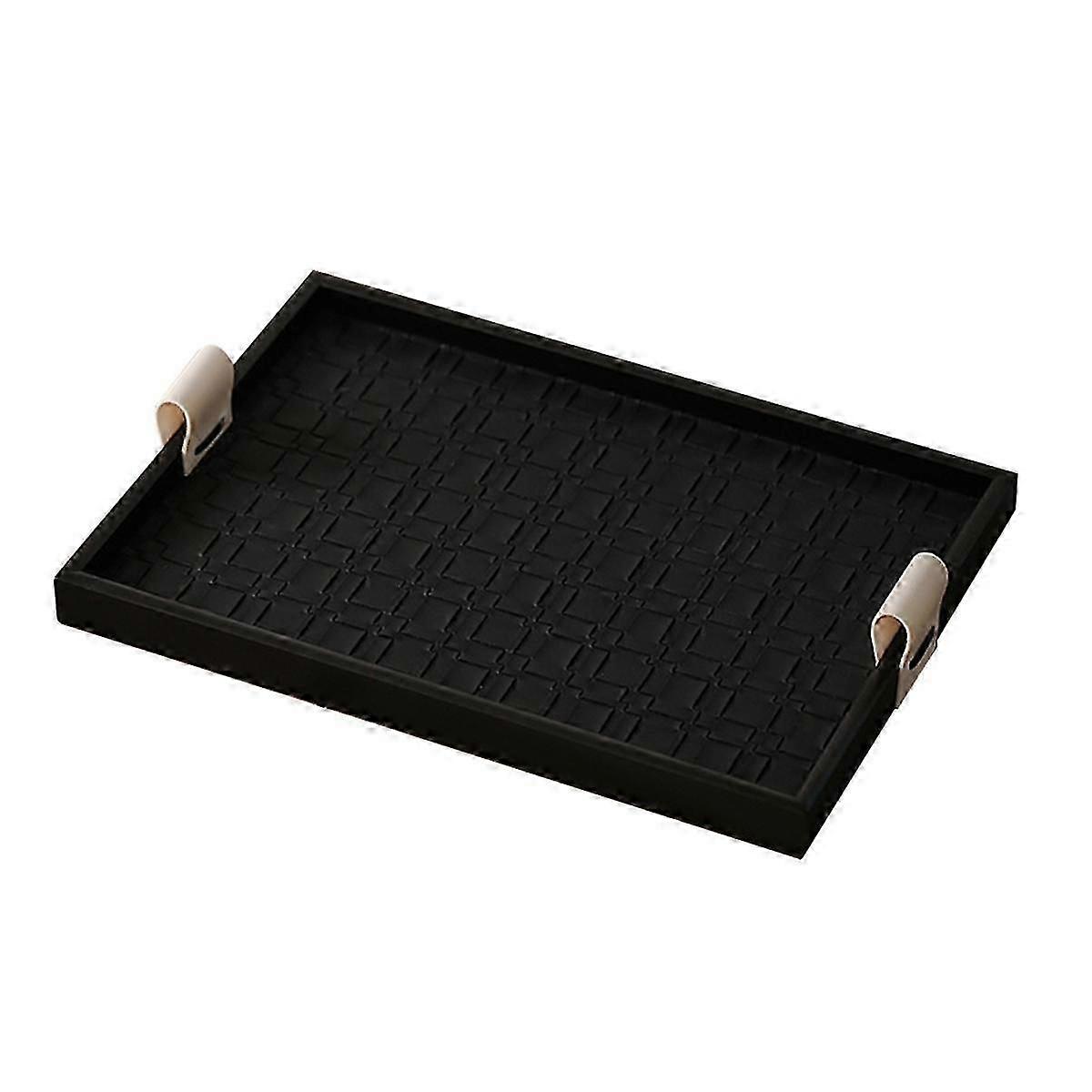 Leather catchall tray for keys and essentials with handle