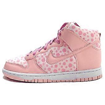 Nike Dunk Halksäkra Dämpande Slitstarka Höga Skateboardskor Rosa Vitprickig Unisex 316604-605