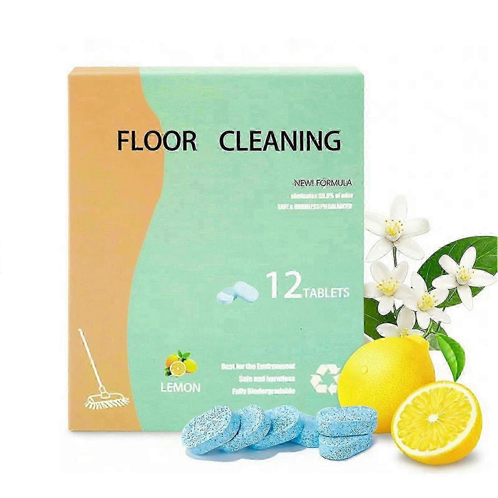 Floor Cleaning Tablets 12-Pack, Effervescent Mop Cleaner, Deep Clean Multi Surface Non-Toxic dkcf