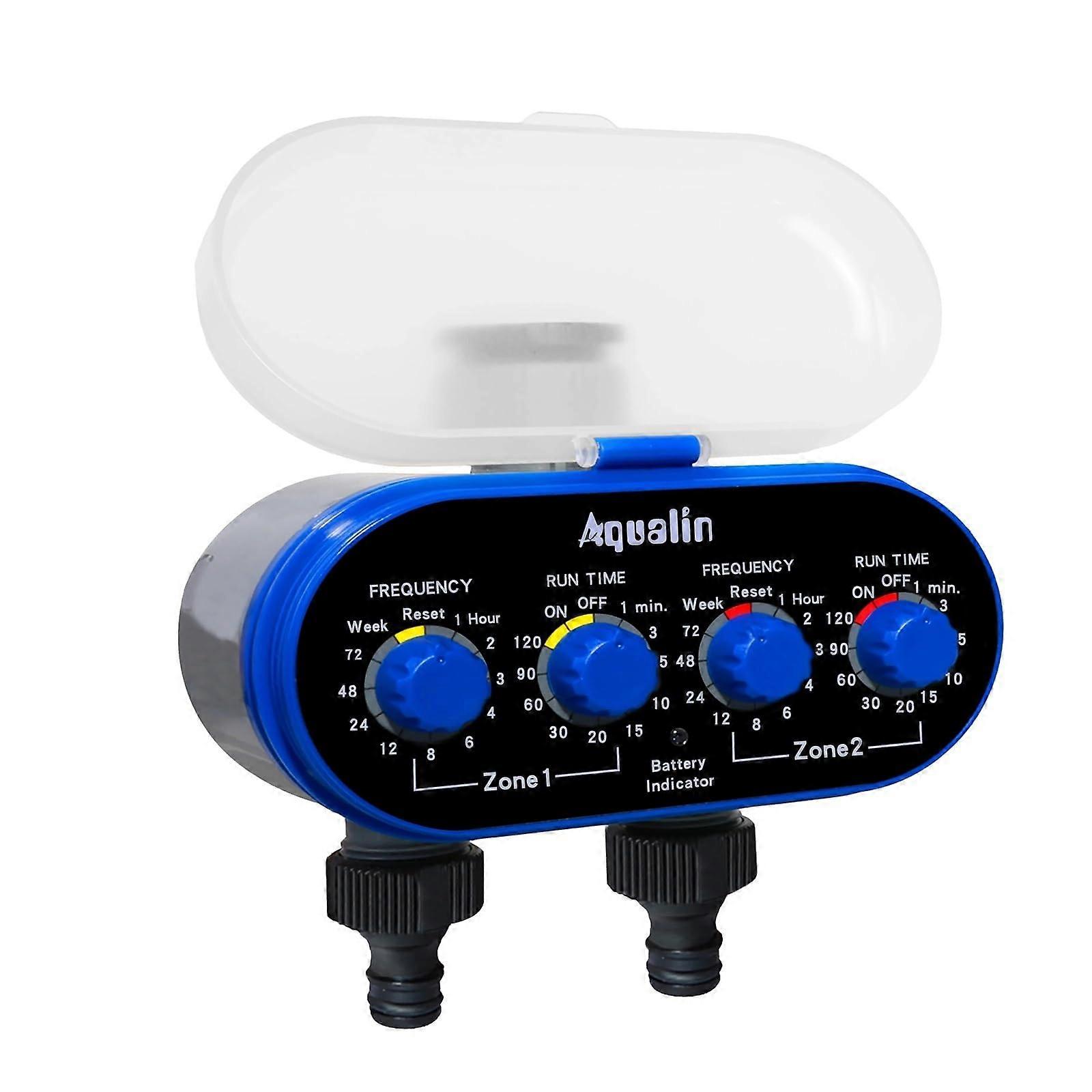 Automatic Water Timer with Dual Outlet Ball Valve, Programmable Irrigation Controller for Garden and Yard