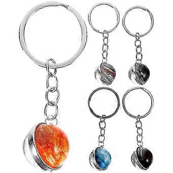5pcs Creative Planet Pendant Keychain Time Starry Sky Hanging Key Rings Bag Hanging Pendant Ornament for Boys Girls Mixed Pattern_DJ