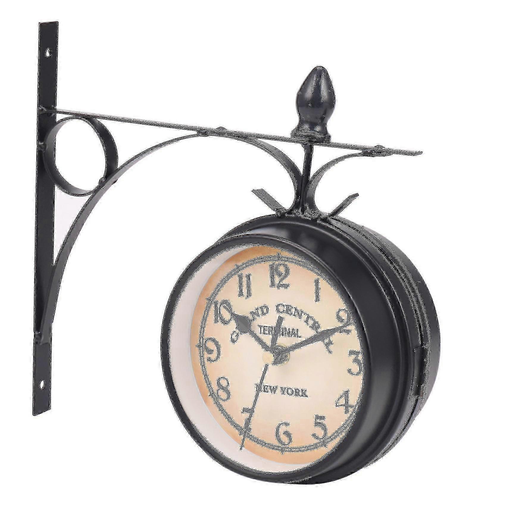 Iron Station-Style Double Wall Clock