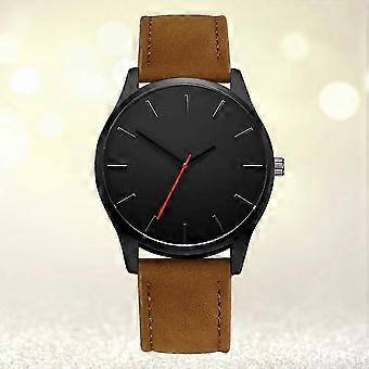 Simple Analog Display Quartz Movement Wristwatch, PU Strap, Brown