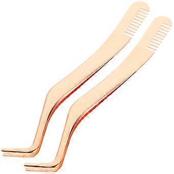 Golden Eyelash Extension Tweezers Comb for Precise Application 10Pcs