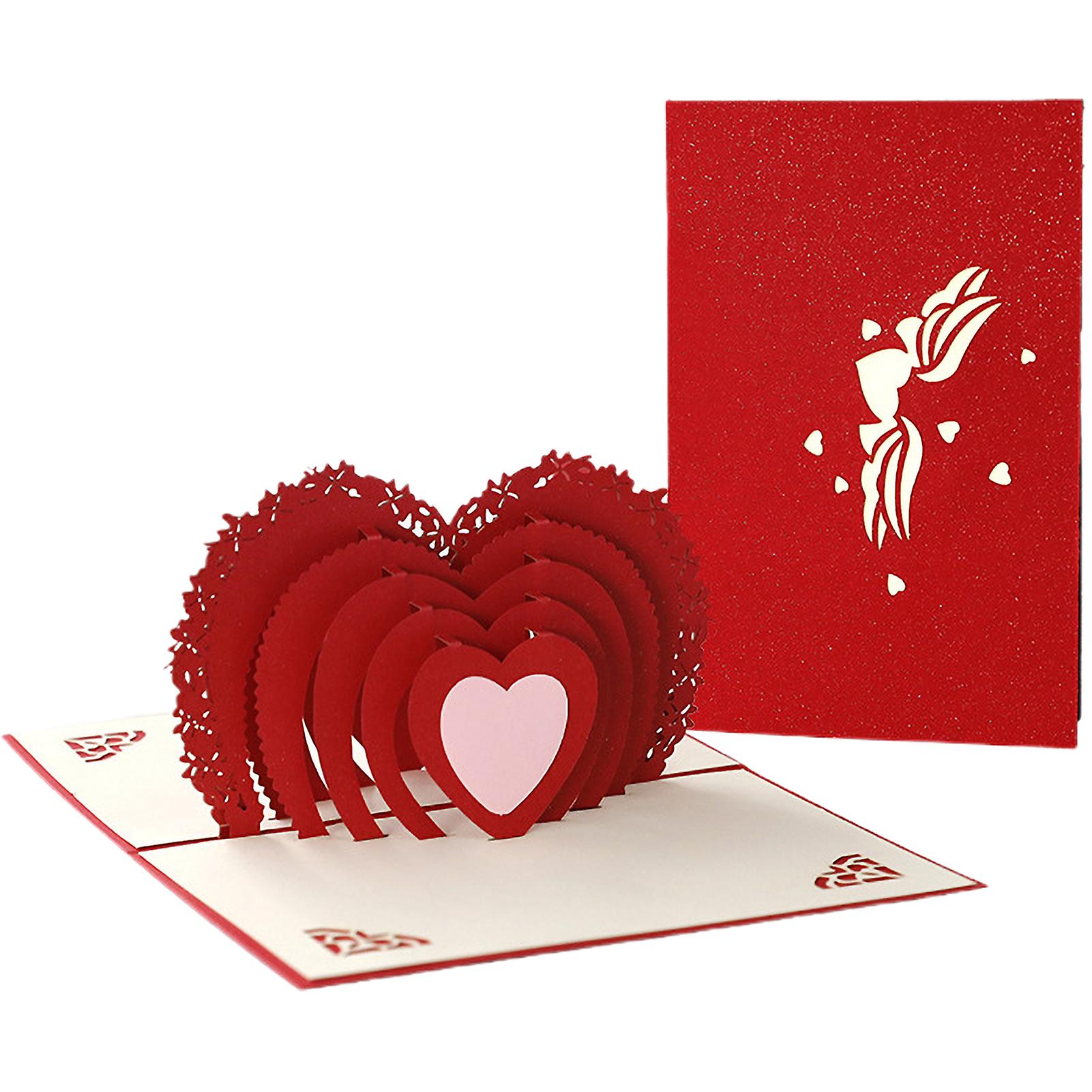 3d Pop-up Love Card Romantic Love Heart Greeting Card Couple Anniversary Paper Card For Wedding Party Valentine's Day