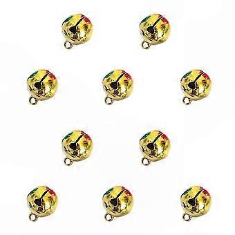 Holiday Decoration Accents and Large Dog Pet Safety Jingle Bells, Gold Plated Steel with Stainless Steel Ring Design