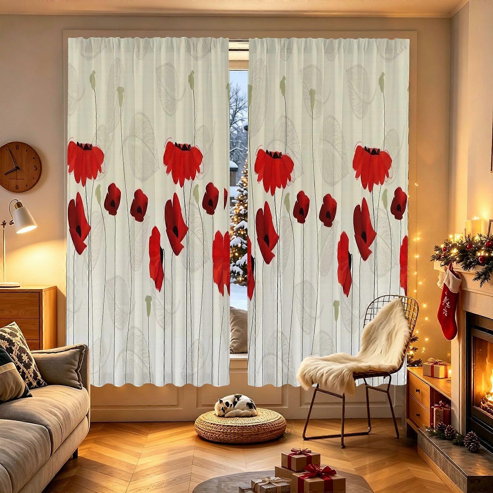 red background small floral all-over print Pattern Curtain