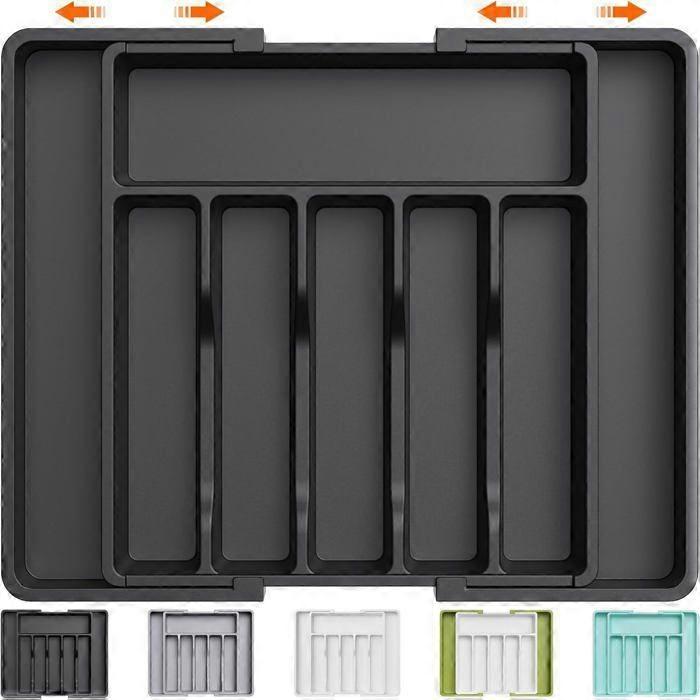 Adjustable drawer organizer, plastic, width 3357 cm, 2 expandable compartments