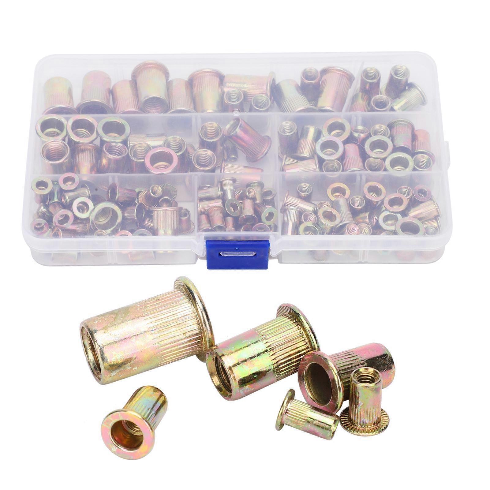 150pcs Galvanized Rivet Nut Set Mixed Insert Fastener Rivet Nut Threaded Hardware Parts