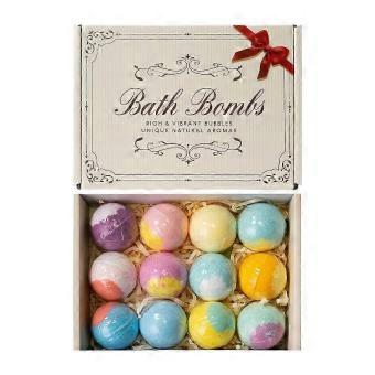 12 Pcs Bath Bombs Gift Set, Natural Aromatherapy Bath Bombs with Rich Bubbles, Handmade Fizz Bath Balls for Relaxation, Spa & Gift for Women