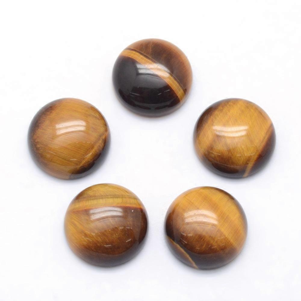 50pcs  Tiger Eye Cabochons Half Round 12x5~6mm