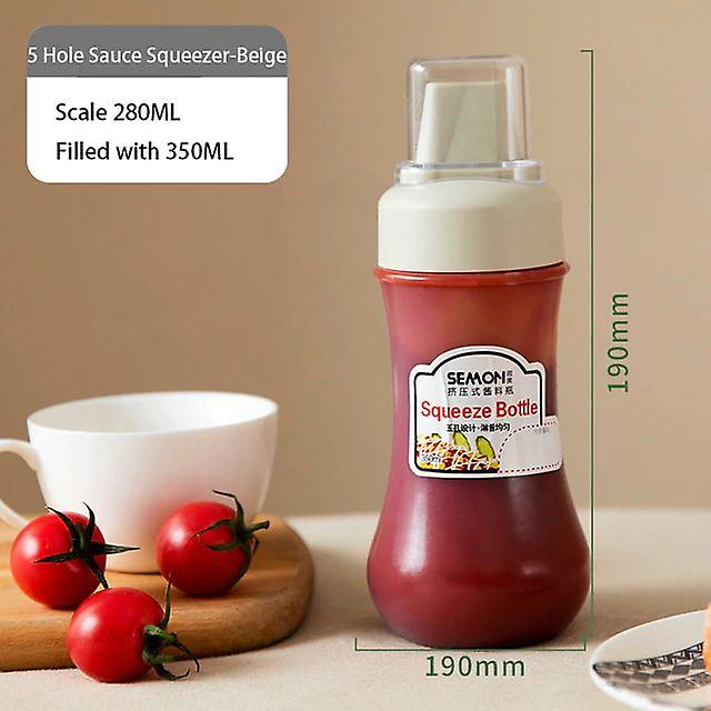 350ml Five Hole Sauce Squeeze Bottle Plastic Ketchup Bottle Sauce Honey Dispense