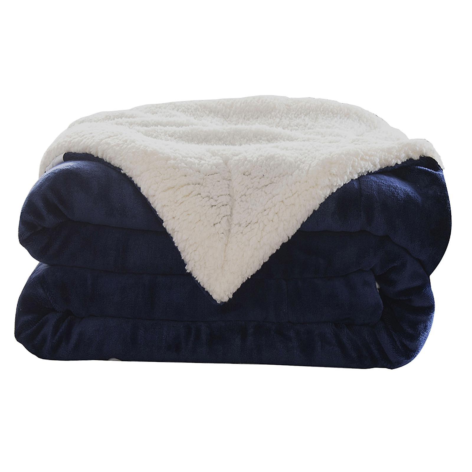 Large Fleece Warm Soft Blanket Home Sofa Bed Throws 200x230cm Regal Blue