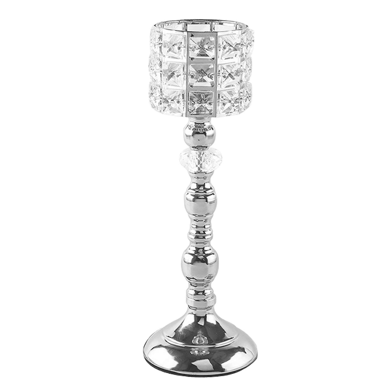 Modern Crystal Candle Holders Candlesticks Tea Light Silver 10x36cm