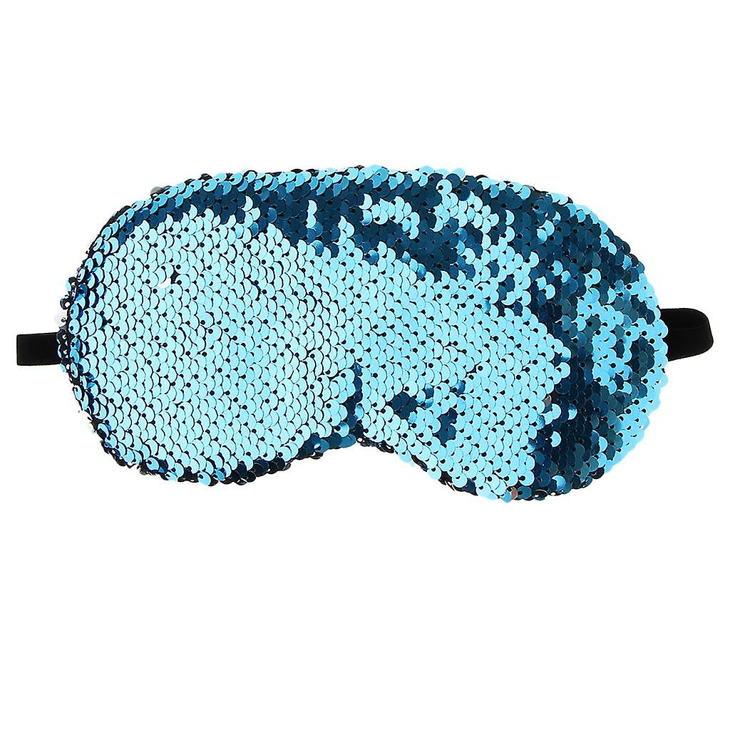 Glitter Sequins Mermaid Elastic Eye Mask Sleeping Rest Blindfold Sleep Aid Blue