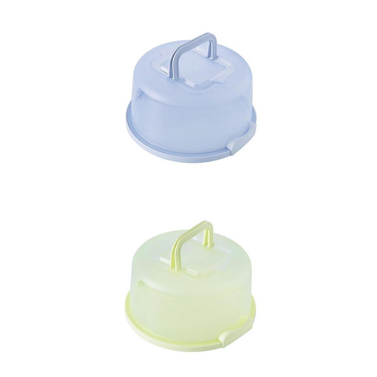 2pieces Plastic Cake Box Round Cake Storage Carrier Container Lockable Lid