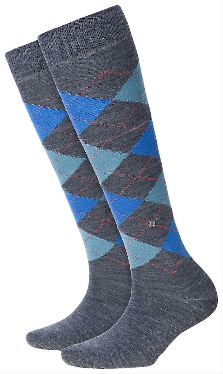 Burlington Marylebone Knee High Socks - Mid Grey/Blue