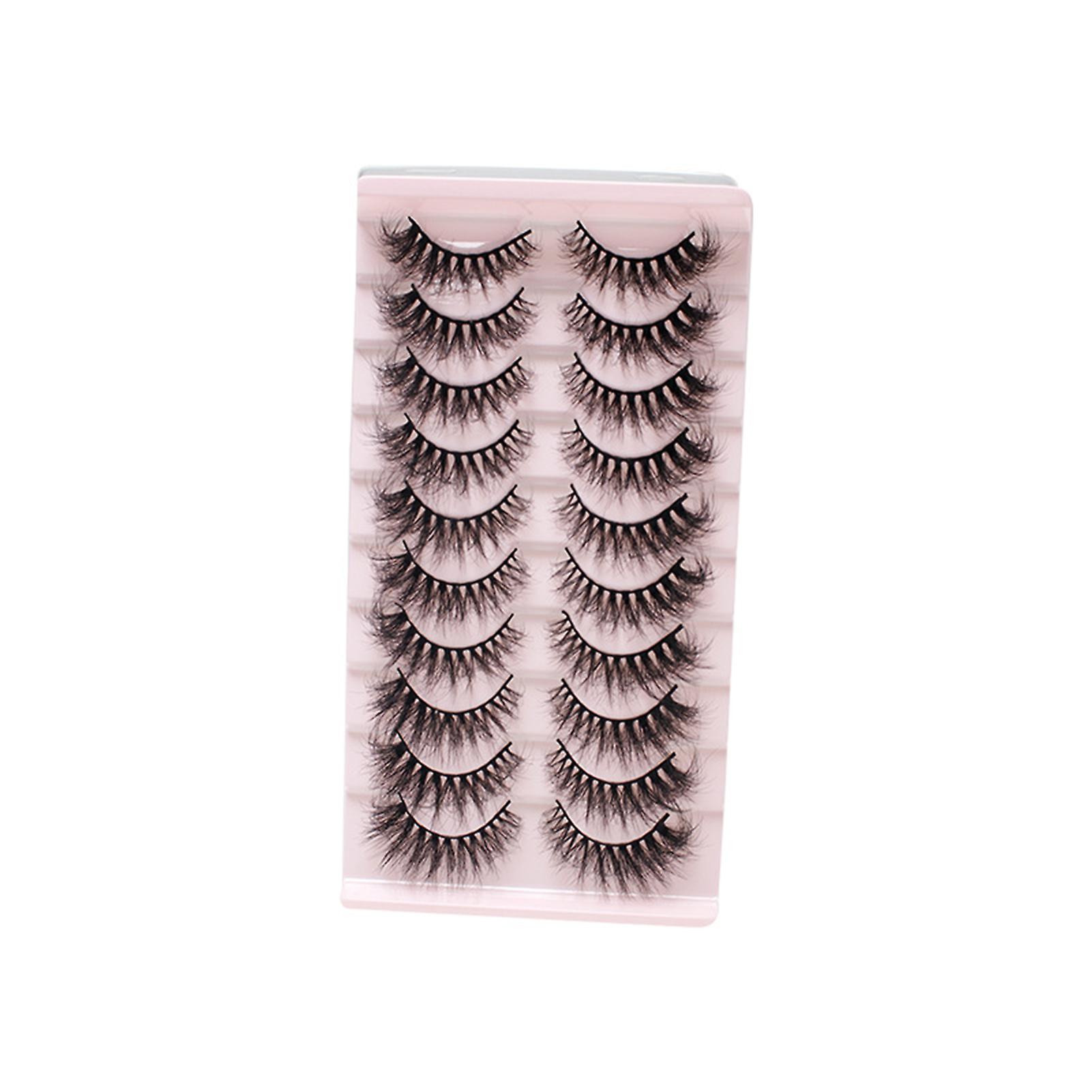 10 Pairs Dense Soft Artificial Eyelashes Diy Fluffy Effect Lightweight Lashes