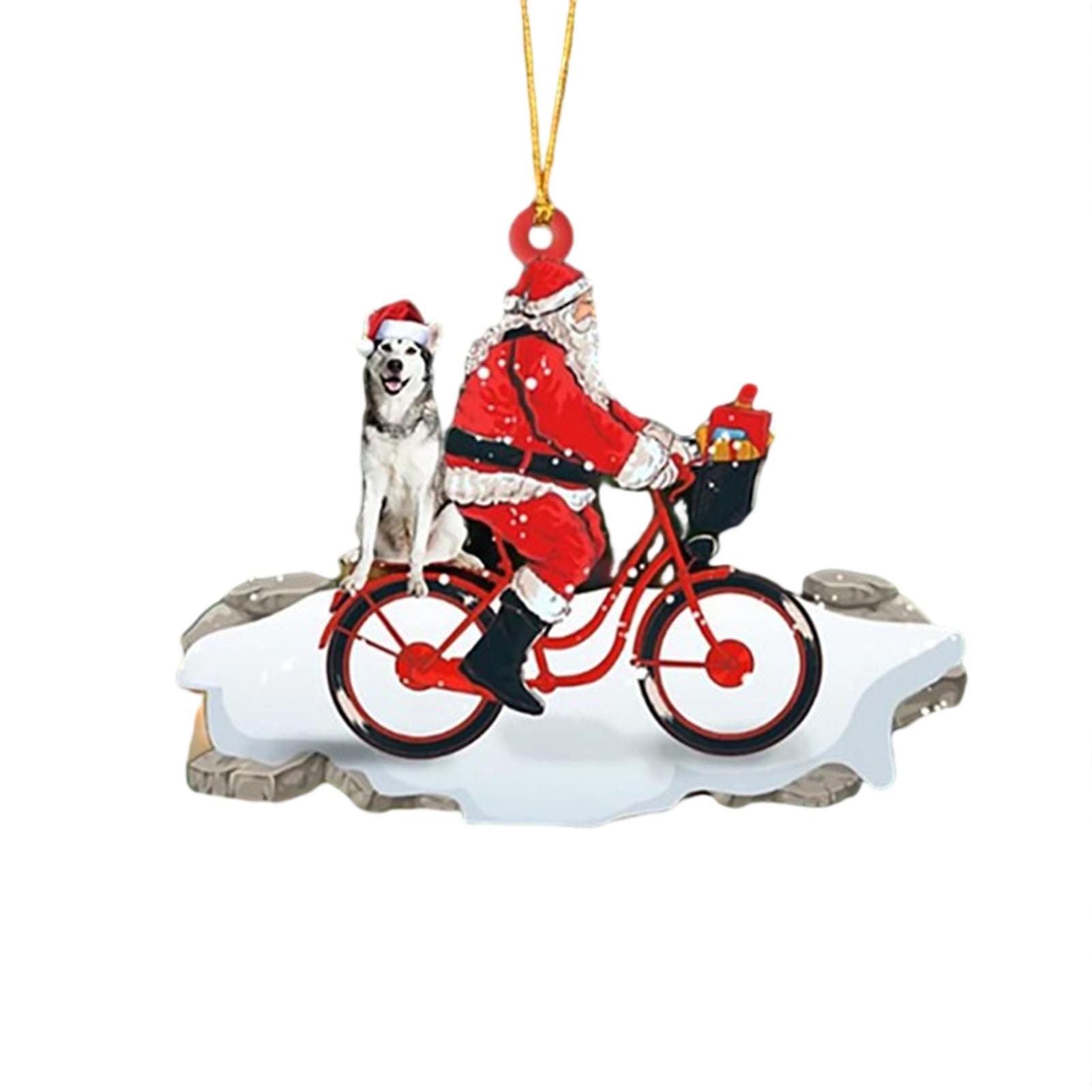 Santa Christmas Tree Ornament with Dog Multifunctional Bag Pendant Props for Car Bag Backpack